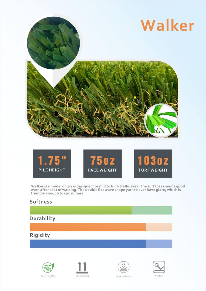 1.75'' Height Garden Artificial Grass For Landscaping Good Resilience 0